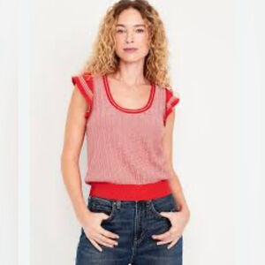 Old Navy coral knit Flutter-Sleeve short sleeve Sweater size 3X cotton and rayon